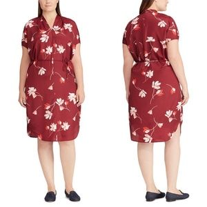 LAUREN WOMAN Ralph Lauren V-Neck Crepe Shirt Dress